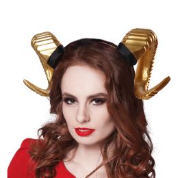 Halloween Horn Headband Dress Up Props Party Hair Accessories - Gold