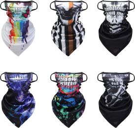 6PCS Men Women Face Neck Bandana with Ear Loops Balaclava Neck Gaiters Face Neck Scarf for Sun Dust Wind Motorcycle Fishing Running - default