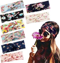 9 Pcs Headbands for Women Girls Wide Boho Knotted Yoga Headband - default