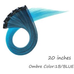 HAIRRO 53 Colored Clip-In One Piece For Ombre Hair Extensions Pure - Bug 1B-BLUE