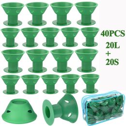 40Pcs Magic Silicone Hair Rollers Overnight Curlers Include 20pcs Large Silicone Curlers 20pcs Small Silicone Curlers - Green