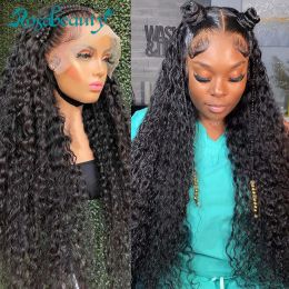 Rosabeauty 13x6 Deep Wave 30 40 Inch 13x4 Lace Front Human Hair Wig - 1B/30HL - 22inches