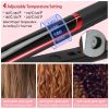 Hair Straightener Curling Iron 2 In 1 Twist Hair Straightener Ceramic Plate Hair Curler w/ Temperature Adjust LCD Display Glove - Black