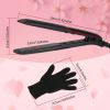 Hair Straightener Curling Iron 2 In 1 Twist Hair Straightener Ceramic Plate Hair Curler w/ Temperature Adjust LCD Display Glove - Black