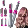 Hair Dryer 5 In 1 Electric Hair Comb Negative Ion Straightener Brush Blow Dryer Air Comb Curling Wand Detachable Brush Kit Home - B