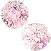 2 Pcs Soft Satin Bonnet for Women Wide Band Hair Bonnet Shower Cap Silk Sleeping Cap Salon Cap Bonnet Set - default