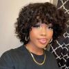 Rose Curly Fumi Human Hair Wig With Bangs Full Machine Made Deep Wave - 10inches