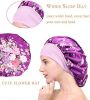 2 Pcs Soft Satin Bonnet for Women Wide Band Hair Bonnet Shower Cap Silk Sleeping Cap Salon Cap Bonnet Set - default